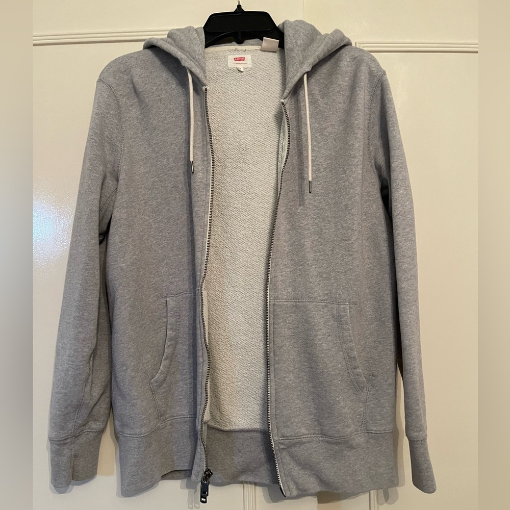 Levi's Light Heather Grey Zip-Up Hoodie for Men